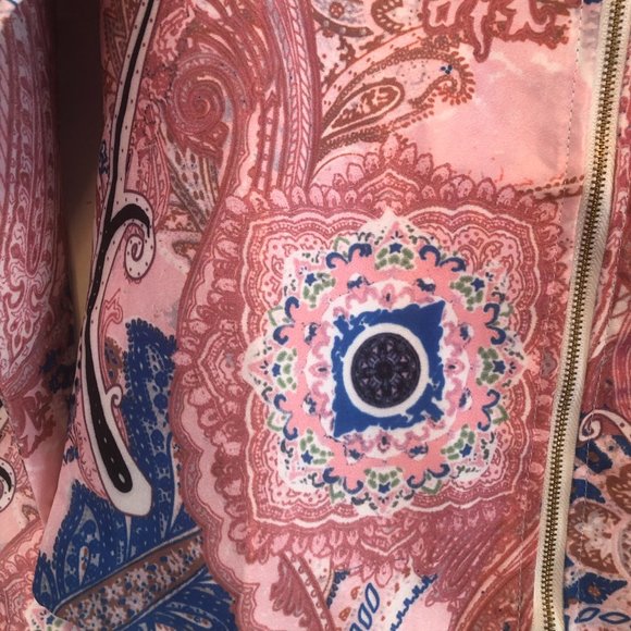 Bomber Style Short Jacket Cute Pink & Blue Print - Picture 4 of 7